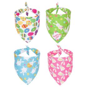 Easter Dog Bandanas 4 PCS, Rabbit And Easter Egg Pattern Triangle Pet Scarves For Medium And Large Dogs, Large