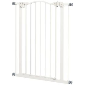 Extra Tall Dog Gate with Door, Pressure Fit, Auto Close, Double Locking for Doorways Hallways Stairs, 29"-32", White