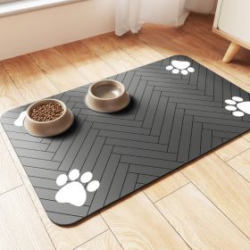 Absorbent Pet Feeding Mat 20x12 Inch, Waterproof Rubber Backing, Dark Gray Striped (Option: Size 27L x 17W)