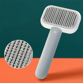 New Pet Cat Dog Hair Brush Hair Massage Comb Open-Knot Brush Grooming Cleaning Tool Stainless Steel Comb (Option: Grey-1PCS)