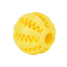 Dog Squeaky Ball Toy; Pet Chew Toy For Dog; Tooth Cleaning Ball Bite Resistant Pet Supplies (Color: Yellow, size: 2.3Inch)