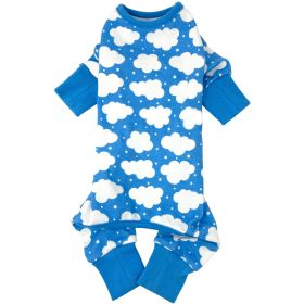 CuddlePup Dog Pajamas Fluffy Clouds (Color: Blue, size: X-Large)