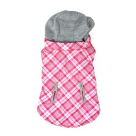 Weekender Dog Sweatshirt Hoodie (Color: Pink & White Plaid, size: medium)